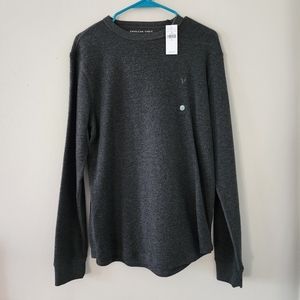 American Eagle Men's Long Sleeve Waffle Knit - Gray